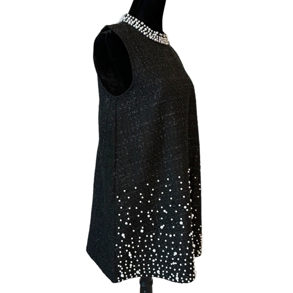 Tweed Pearl Embellished Shift Dress Small - Picture 4 of 13